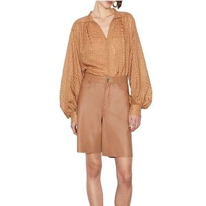 Frame High Rise leather Bermuda Shorts